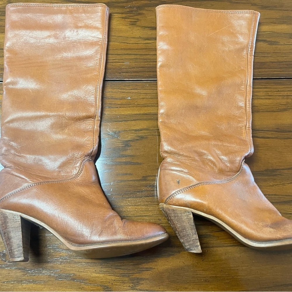 Vintage Frye Tan Camel 100% Leather Knee High Boots Womens 6 - Picture 9 of 10